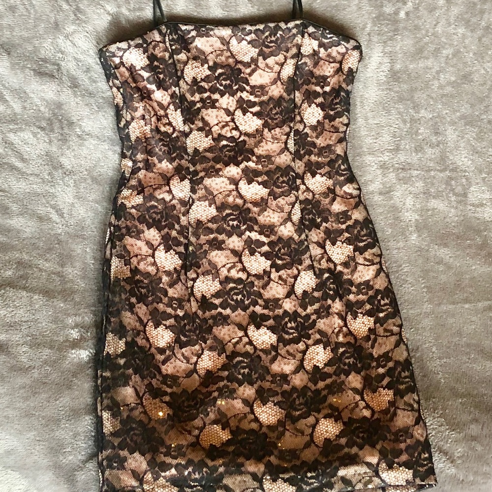 Peach & Black Lace ROBERTA Dress